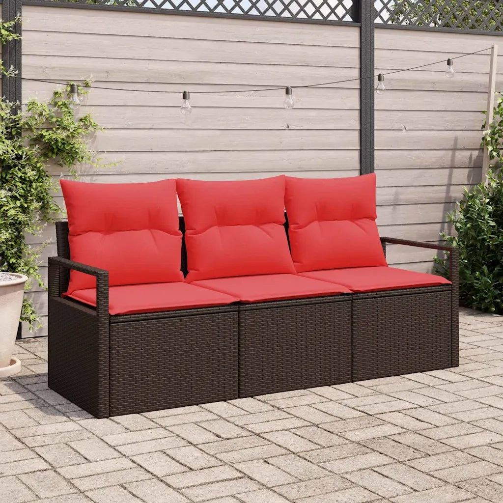 Set di divani 3 pz | Set Salotto da Giardino Marrone polyrattan