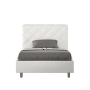 BS COM Letto una piazza e mezza contenitore imbottito 120x190 similpelle bianco