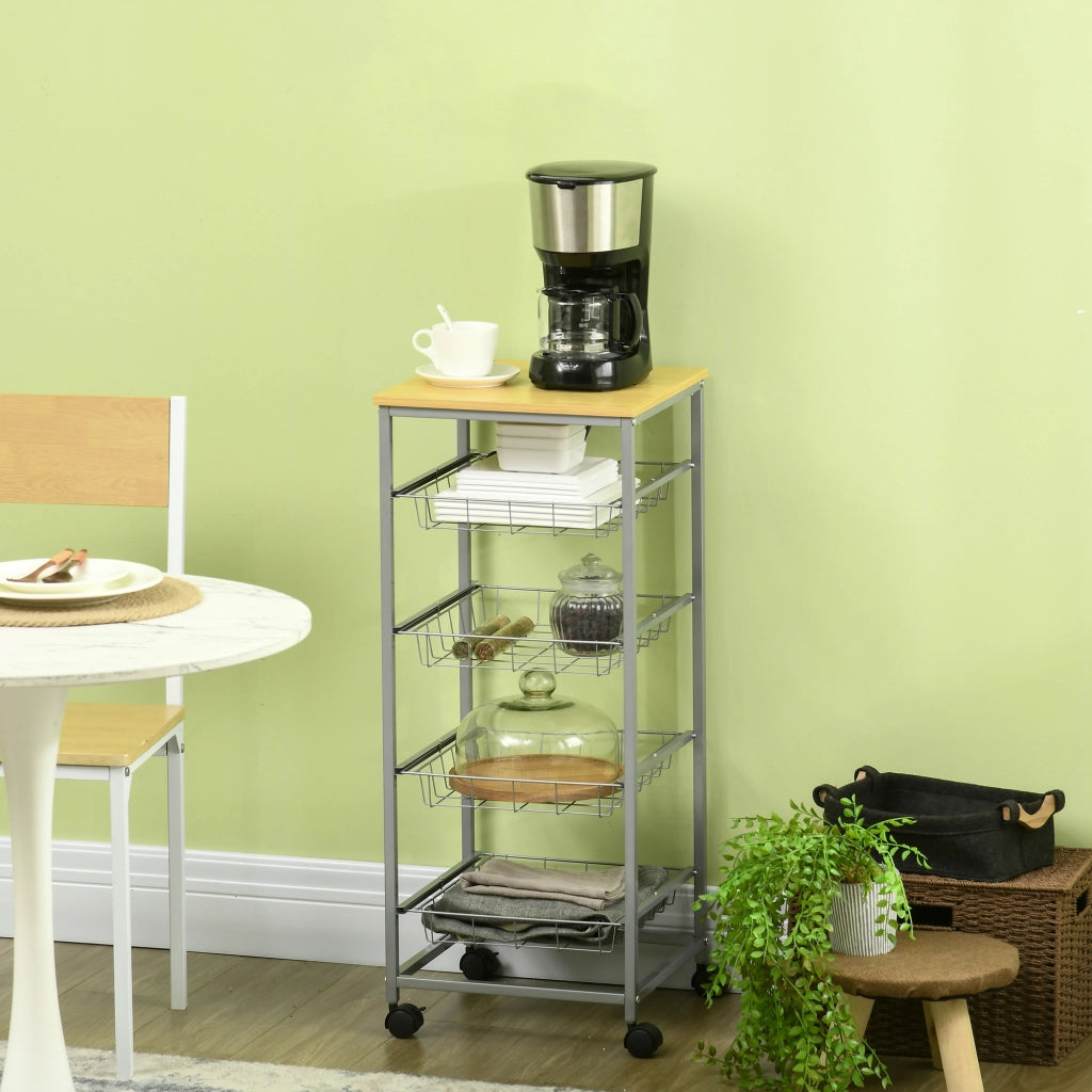 Carrello Multiuso con Ripiani e Cestini ¨C zephmum ¨C Argento