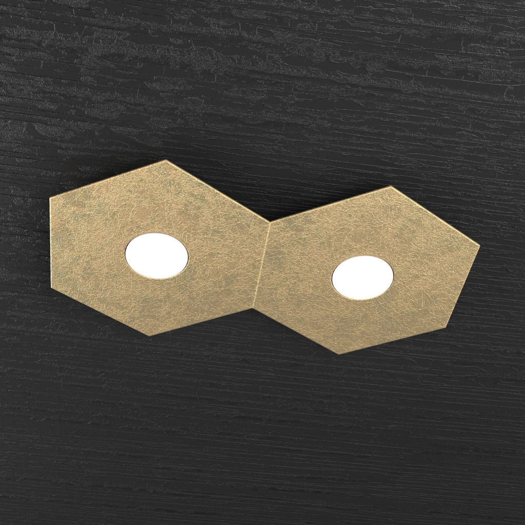 HEXAGON APPLIQUE-PLAFONIERA 2 LUCI FOGLIA ORO 1142-2L-FO