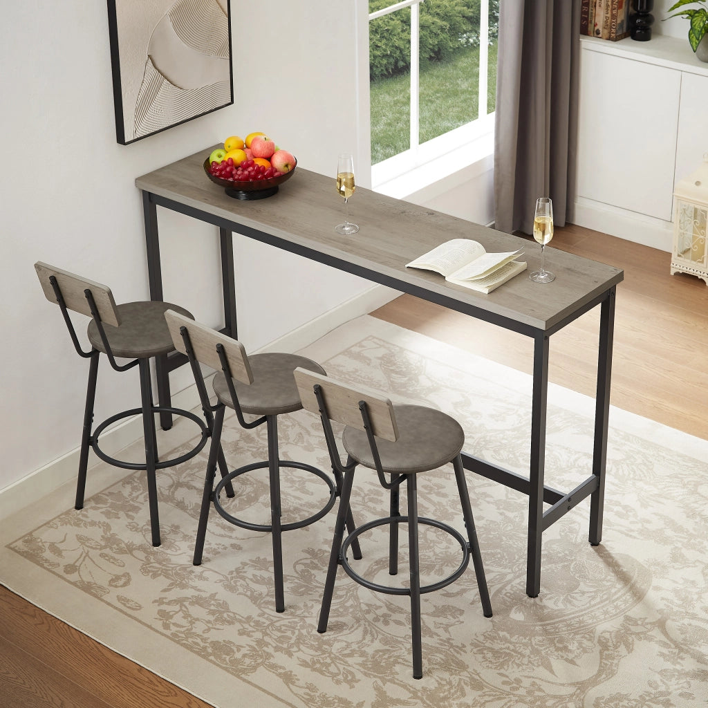 TAVOLO ALTO 160x40x95,5 cm Grigio e Nero Set da 3 unità