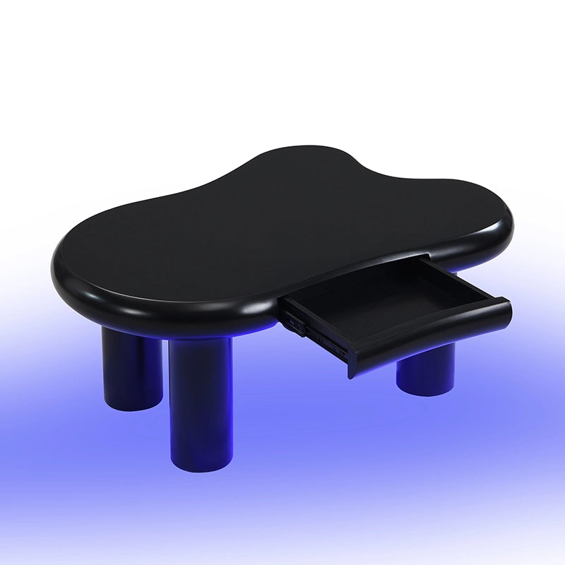 Tavolino da Caff¨¨ a Forma di Nuvola con LED e Cassetto ¨C MINIMAL ¨C MDF Nero
