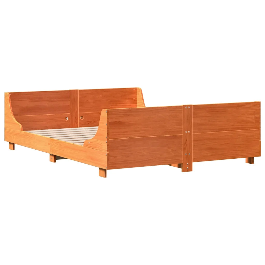 Letto senza Materasso-Struttura Letto Marrone Cera 120x200 cm in Legno di Pino 362339