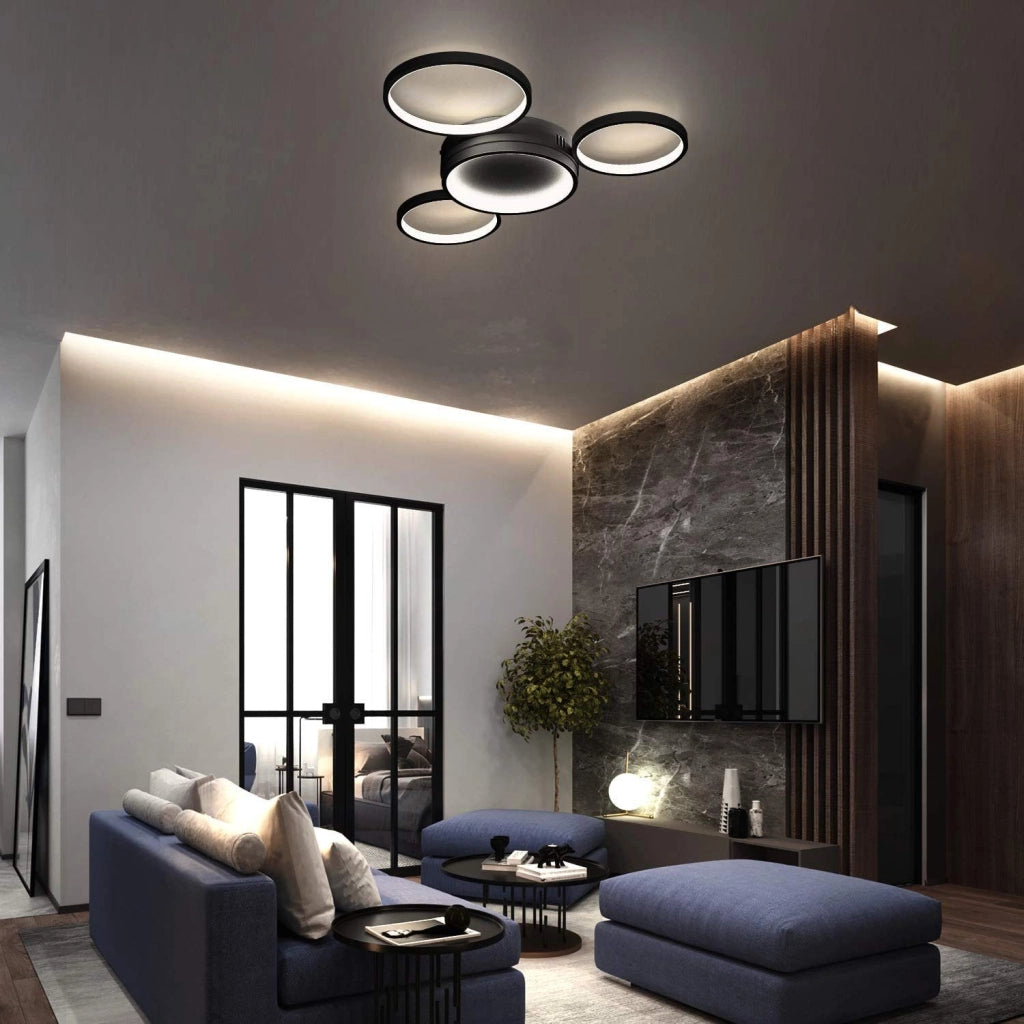 ZMH Lampada da soffitto LED 4 fiamme ad anello telecomando per camera letto