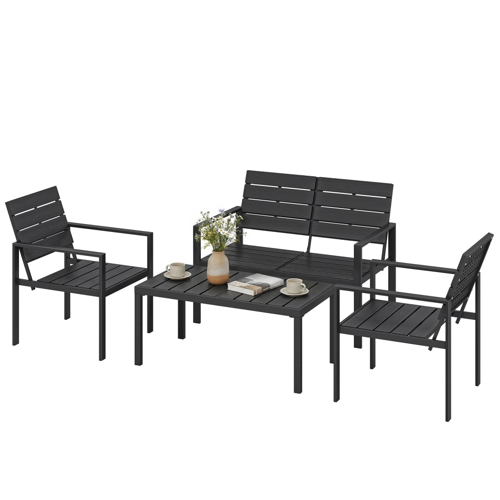 Set giardino 4 posti con divano 2 posti 2 poltrone tavolino ¨C Xylo ¨C nero