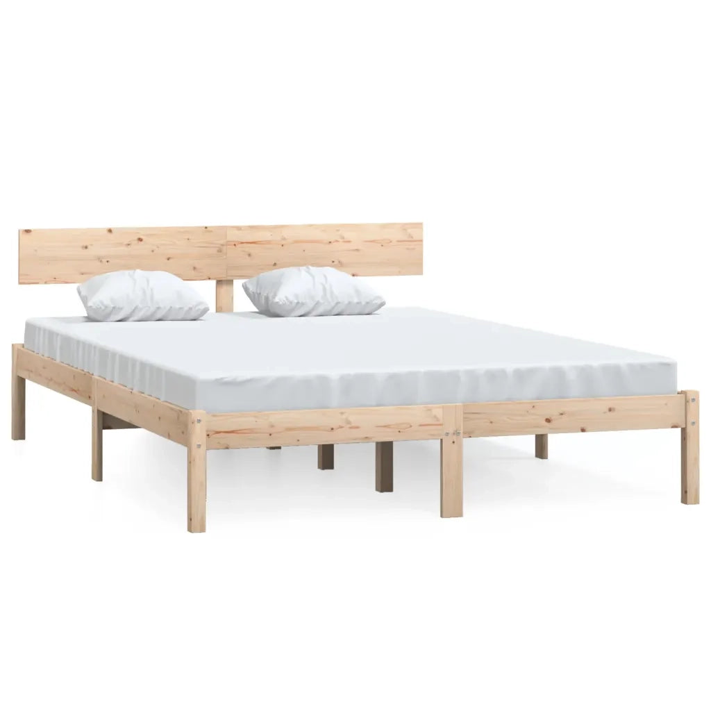 Letto matrimoniale | Letto per adulti | Giroletto senza Materasso Ambrato in Legno Massello 140x200 cm