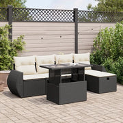 Set Divano da Giardino 6 pz con Cuscini Nero in Polyrattan 3327886