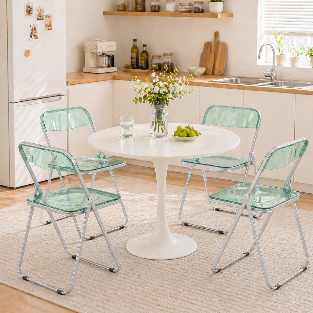 Set 4 Sedie Pieghevoli in Acrilico ¨C Minimal ¨C Verde Trasparente
