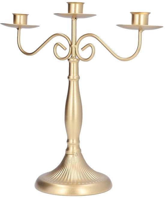 Candelabro a 3 braccia in stile europeo - alta tavola - supporto per candele - decorazione romantica - metallo robusto