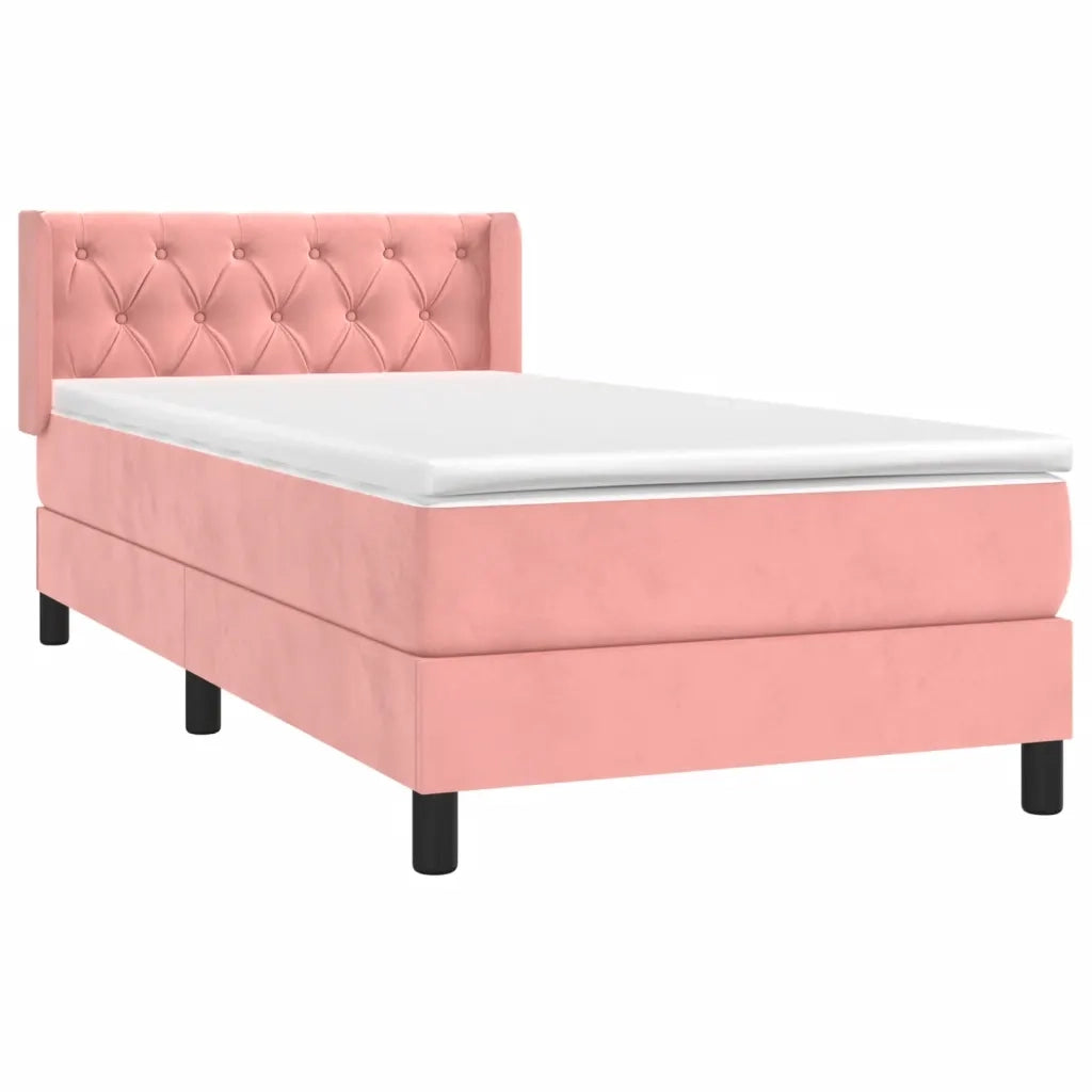 Giroletto a Molle con Materasso Rosa 80x200 cm in Velluto 3131110