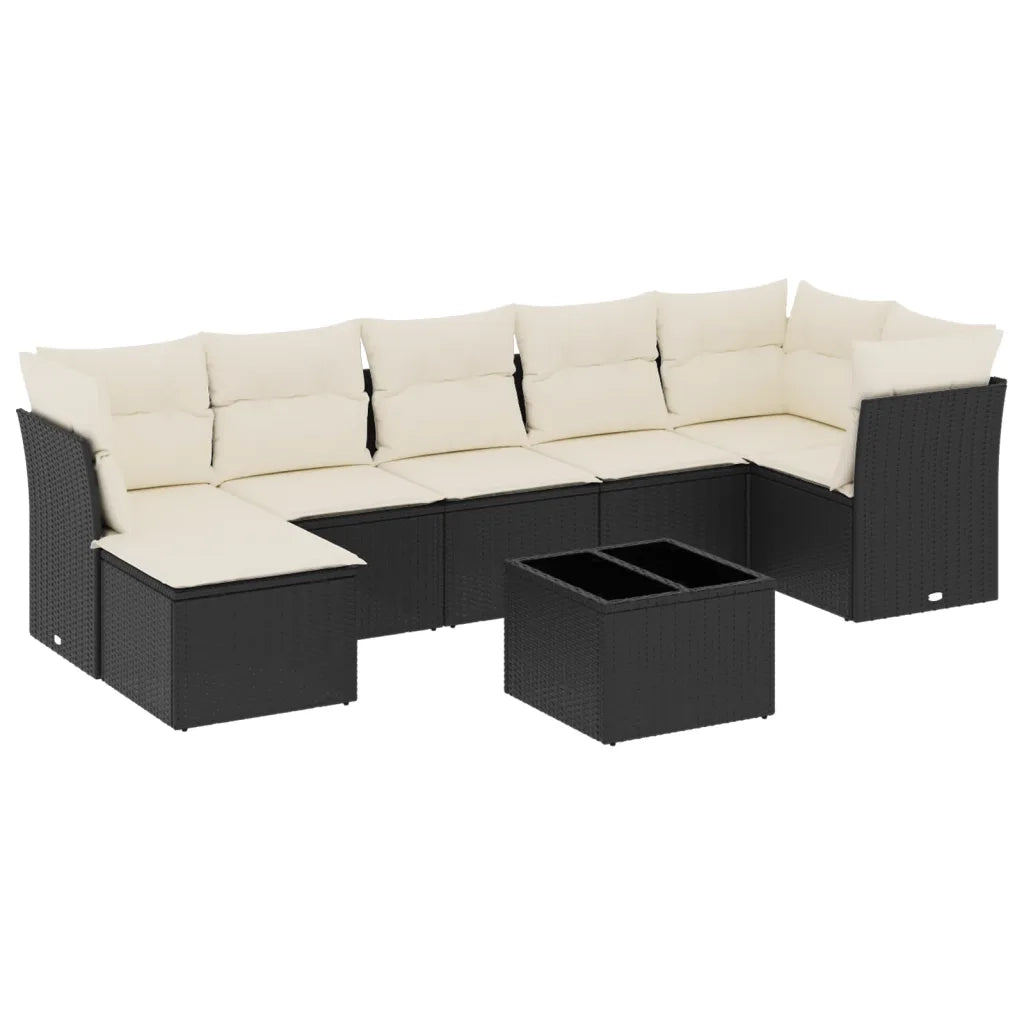 Set Divani da Giardino con Cuscini 8 pz Nero in Polyrattan 3217976