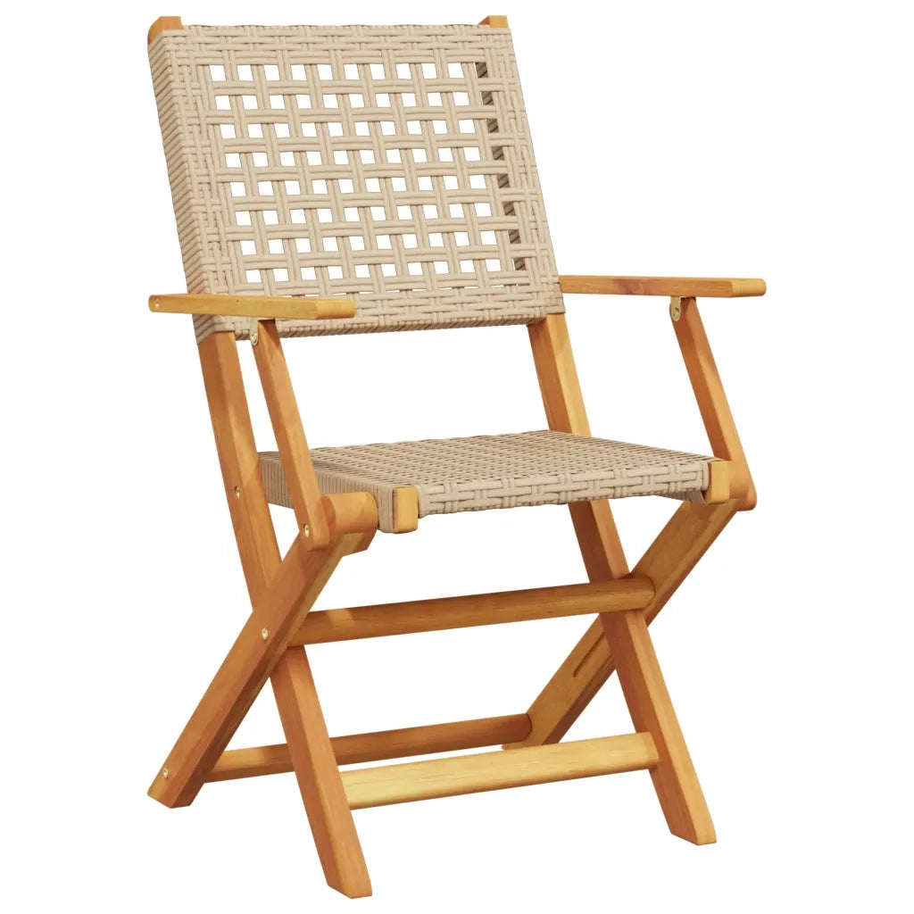 Set da Bistrot 3 pz Beige in Polyrattan e Legno Massello 3281876