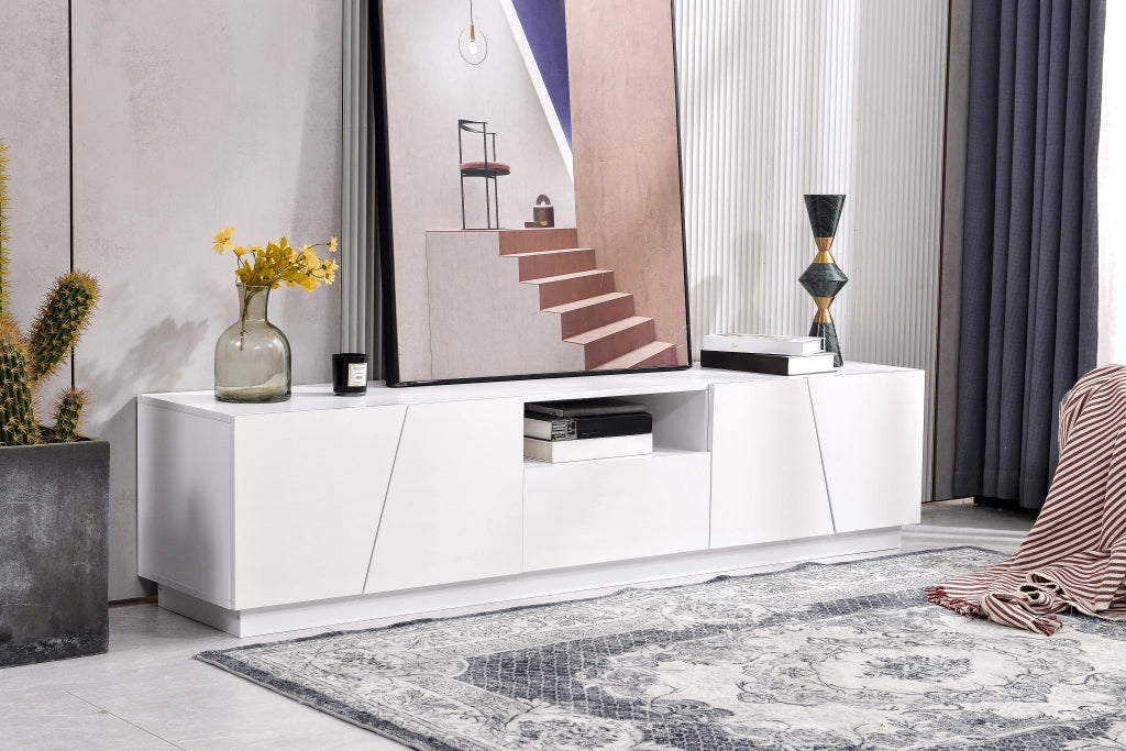 Cassettiera per TV bianca in MDF lunghezza 170 cm