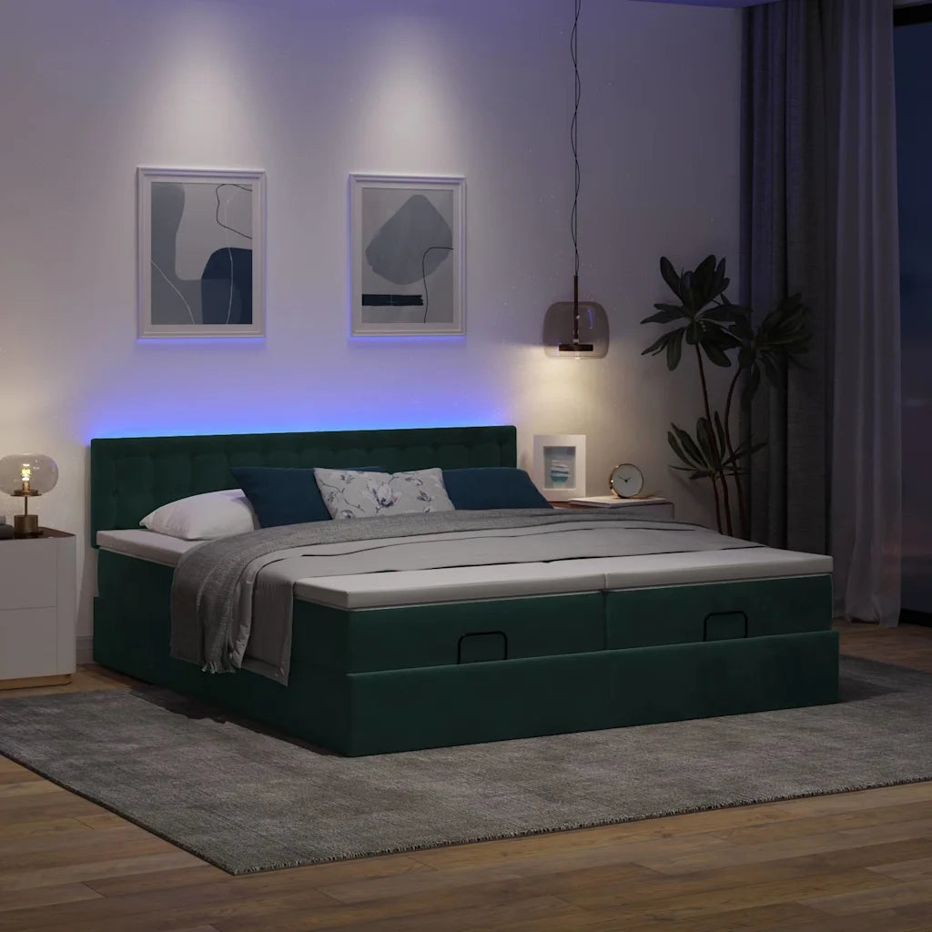 Struttura Letto Pouf con Materassi 200x200 cm Velluto 3312968