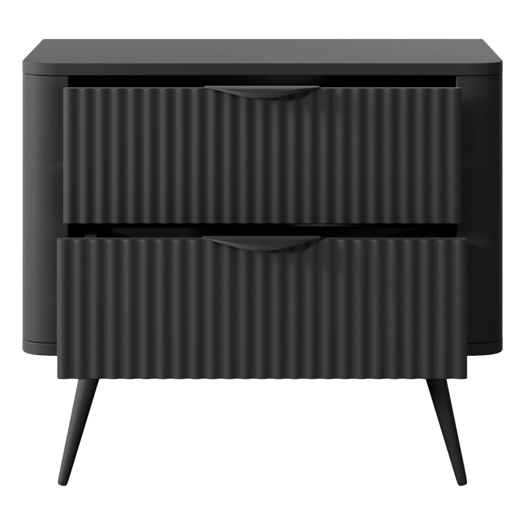 Baari, Comodino 2 Cassetti, 63x38x55h cm Nero