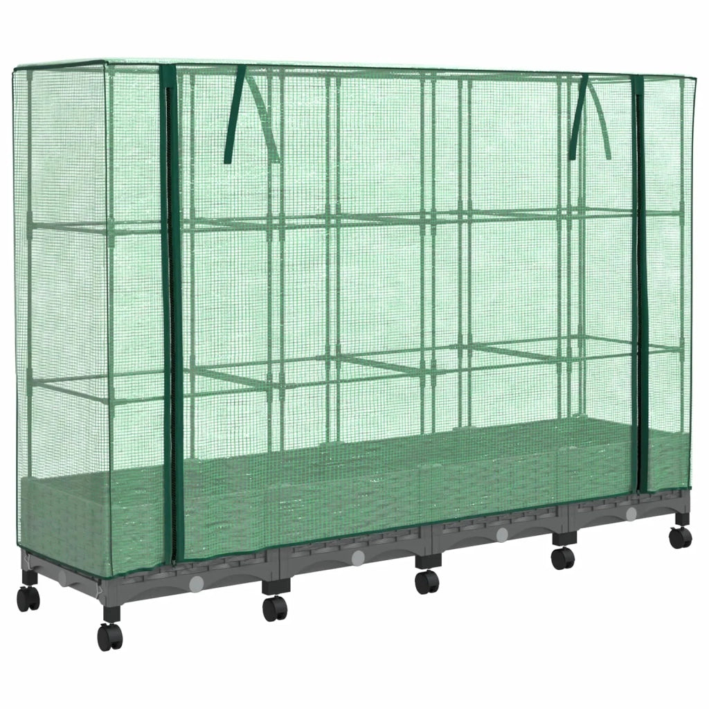 Vaso da Giardino con Copertura per Serra e Ruote 4 pz PP 3423141