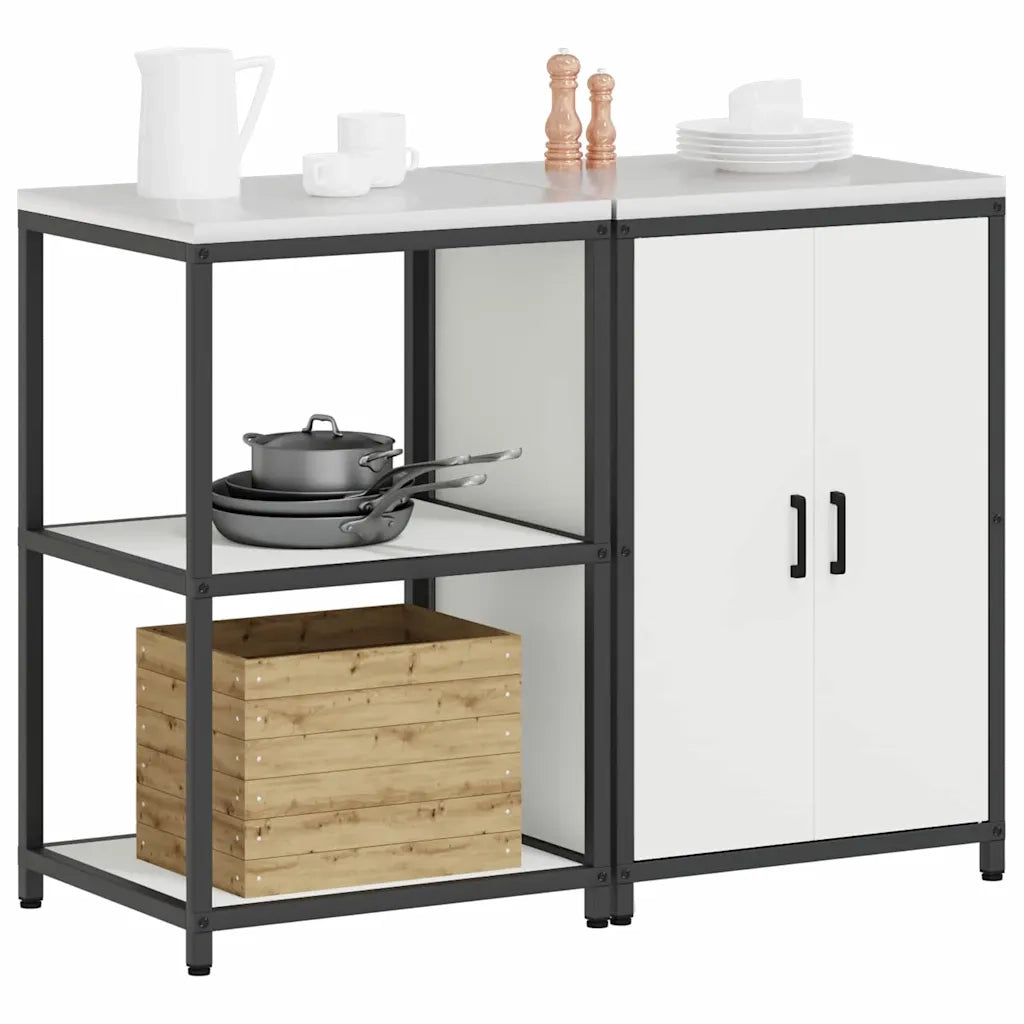 Set di Stoccaggio per Cucina con lo scaffale 2 pz-Armadietto Cucina-Armadietto Cucina Bianco 316043