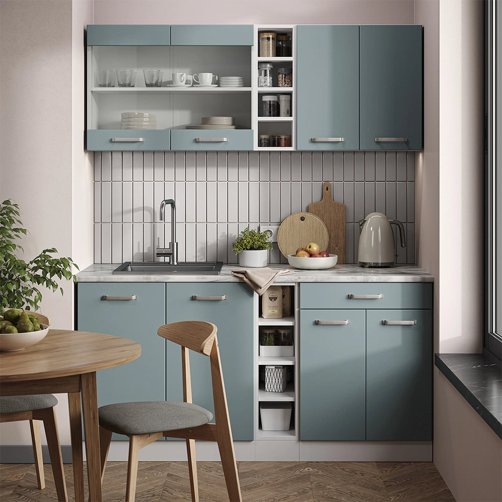 Vicco Cucina completa Blu-grigio/bianco 160 cm , PL Antracite