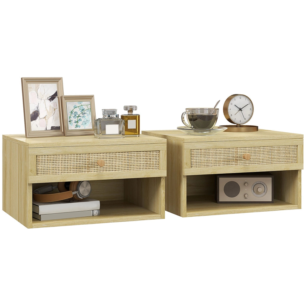 Comodino con Cassetto e Ripiani Aperti ¨C zephmum ¨C 40x34x23 cm