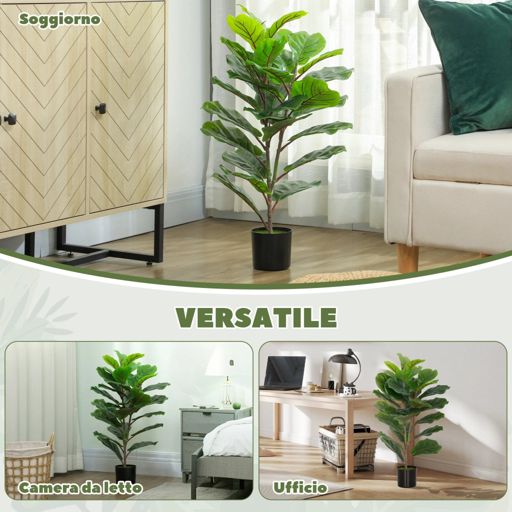Ficus Artificiale 80cm ¨C Xylo ¨C Verde con Vaso Decorativo per Casa Ufficio