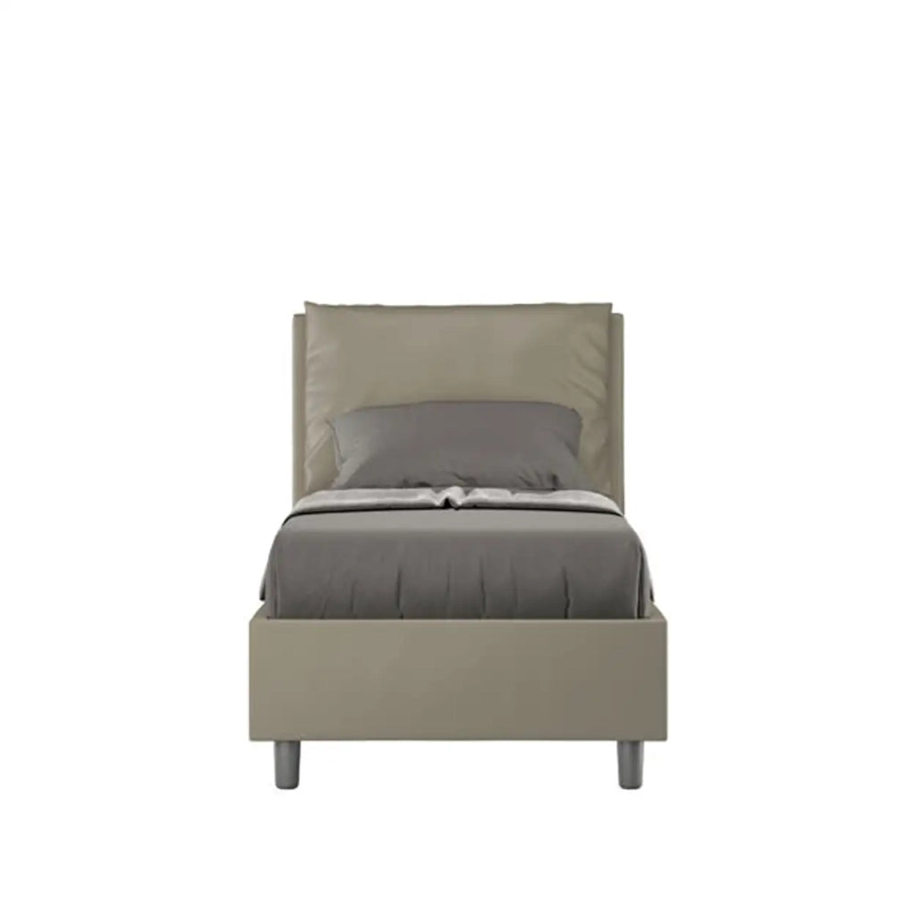 Letto singolo senza rete imbottito 80x210 similpelle cappuccino Antea