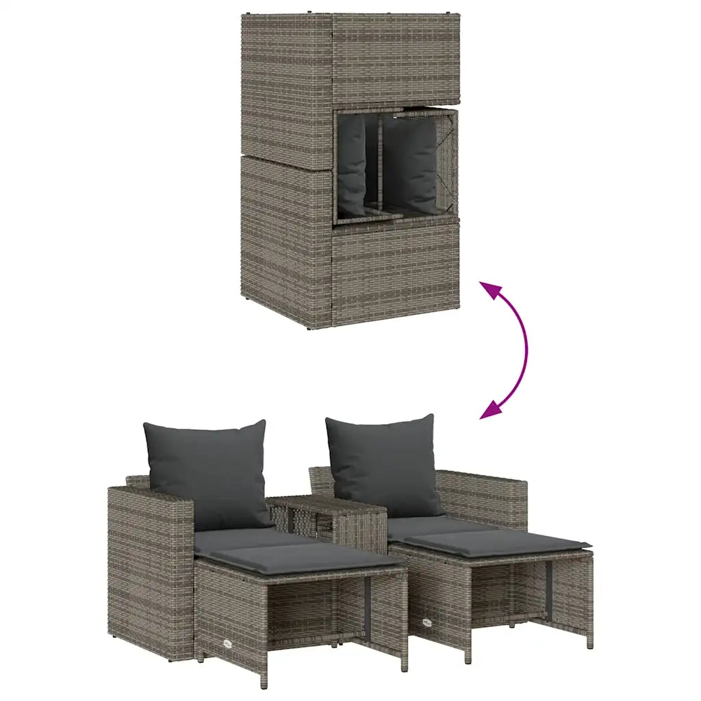 Set Divano da Giardino 5 pz con Cuscini Grigio in Polyrattan 4104165