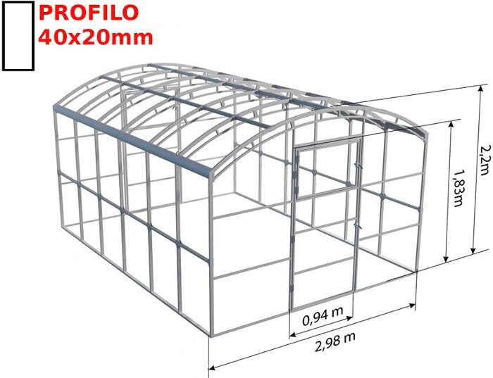 Serra BoxSer 3x6m con copertura policarbonato alveolare 4mm