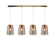 Lampadario Contemporaneo Shaded Metallo Ottone Vetro Rame 4 Luci E27