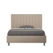 Letto una piazza e mezza con rete imbottito 130x190 similpelle tortora Agueda