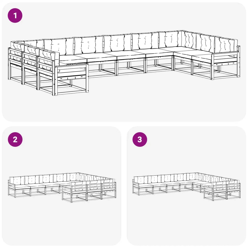 Set di divani da esterno con cuscino 10 pcs Naturale e Beige 3368231