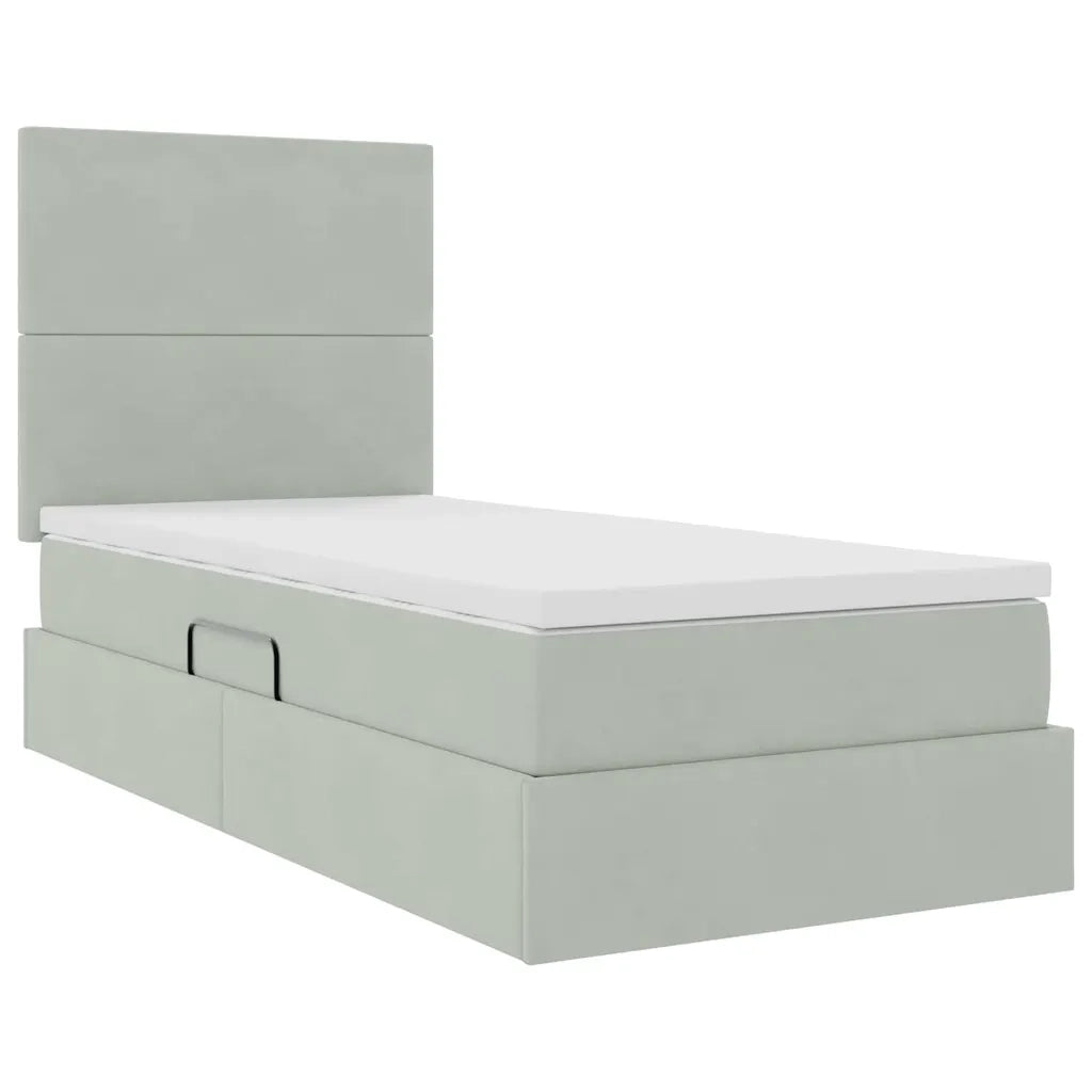 Letto con contenitore e materasso Grigio chiaro 90 x 200 cm 3371943