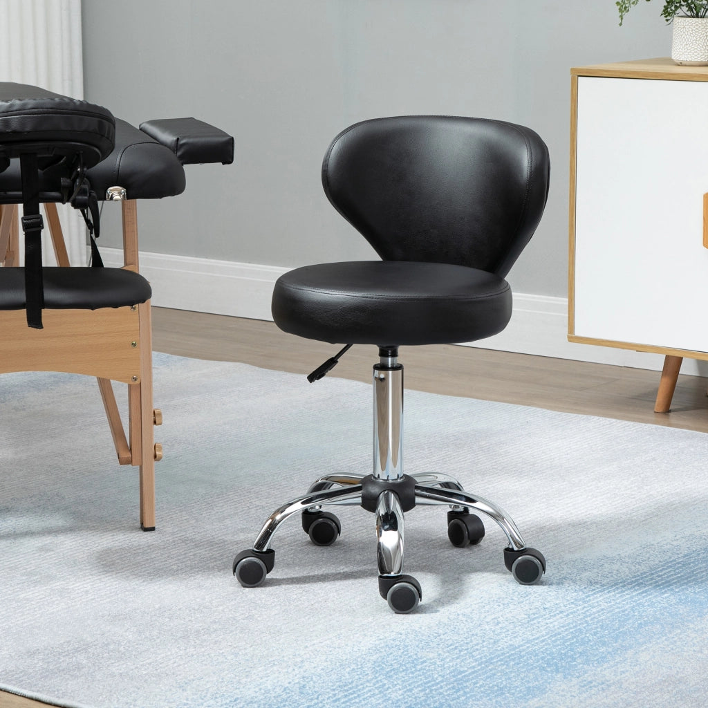 Sgabello in similpelle regolabile in altezza ¨C zephmum ¨C Nero