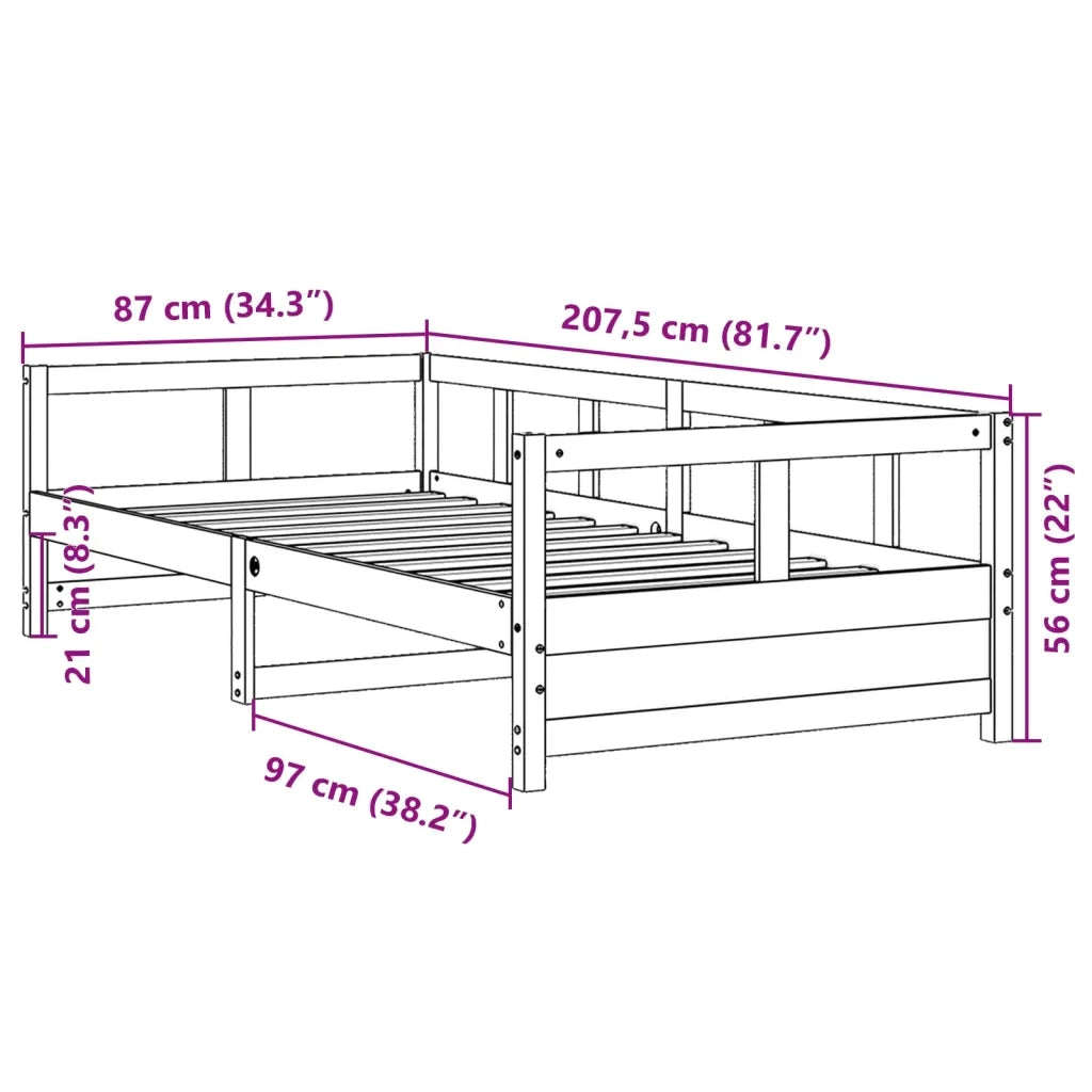 Dormeuse Naturale 80x200 cm in Legno Massello di Pino 854958