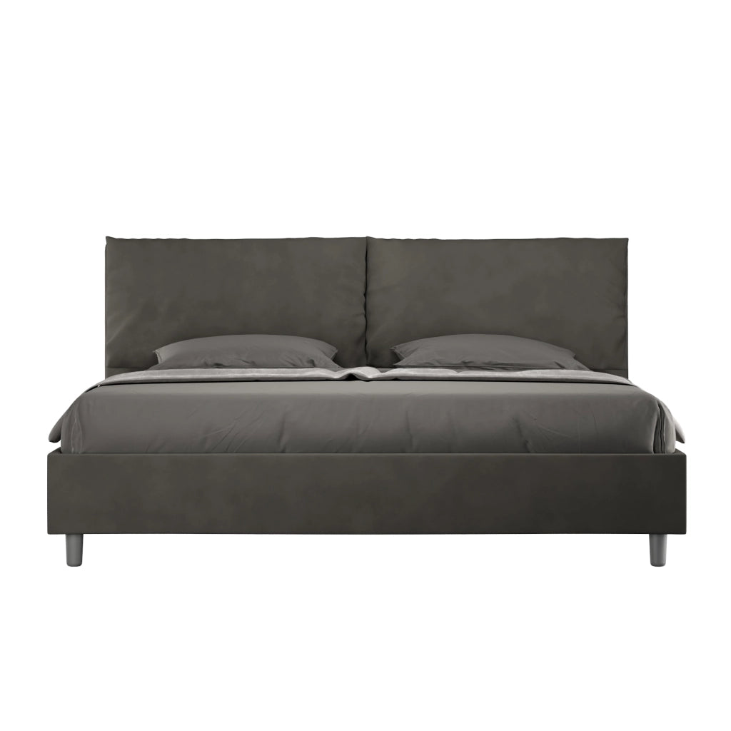 BS COM Letto matrimoniale king size contenitore imbottito 190x210 microfibra grigio Large
