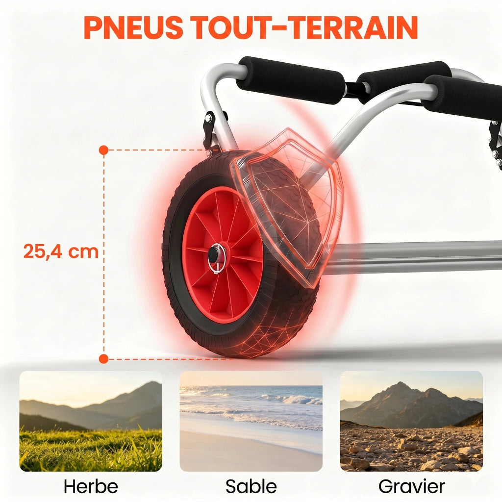 Carrello trasporto kayak SUP canoa ¨C Minimal ¨C alluminio 70x40x42 cm