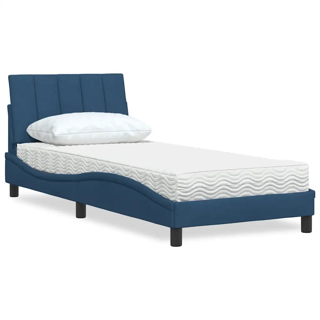 Letto con Materasso Hanko Blu 90x200 cm in Tessuto