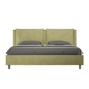 BS COM Letto matrimoniale king size contenitore imbottito 200x200 microfibra tè verde