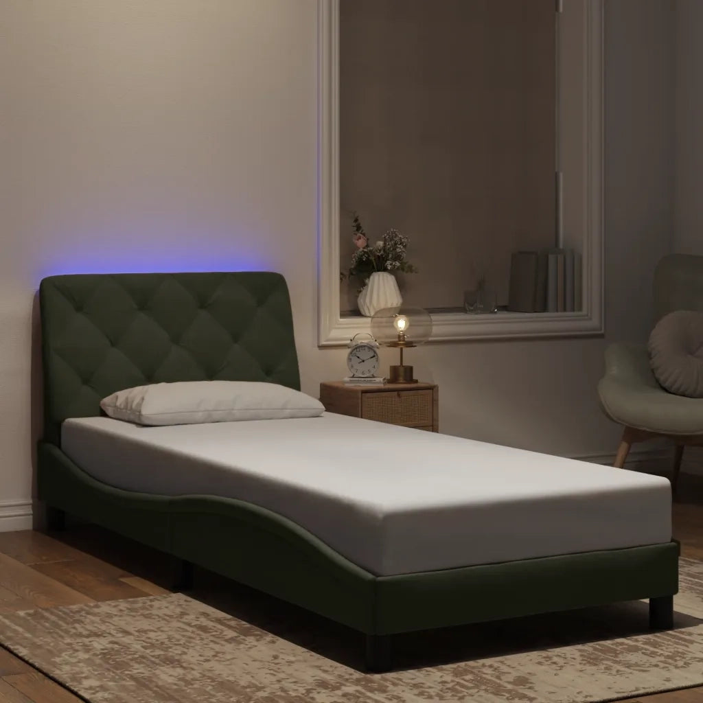 Giroletto con LED senza Materasso Grigio Chiaro 90x190 cm in Velluto