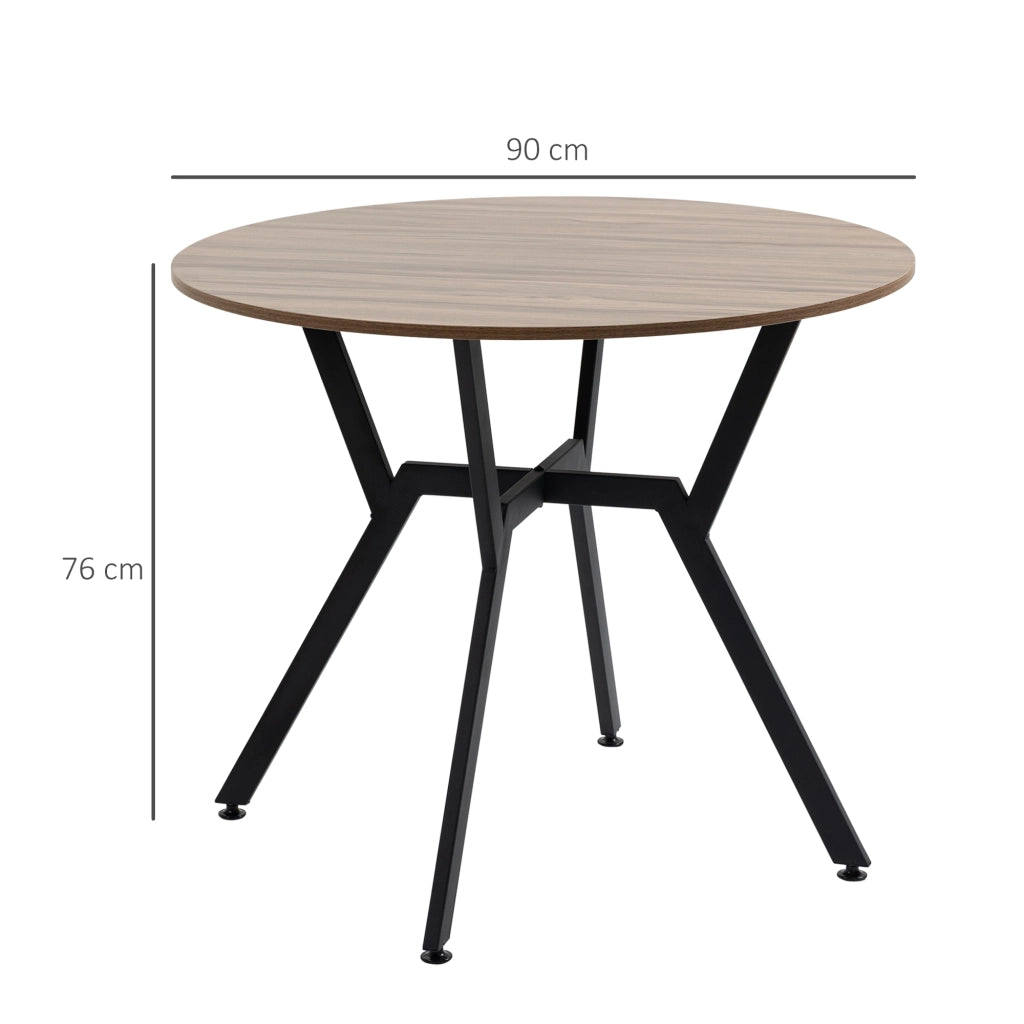 Tavolo da Pranzo Rotondo ¨C zephmum ¨C Legno e Acciaio Nero e Marrone ?90x76 cm