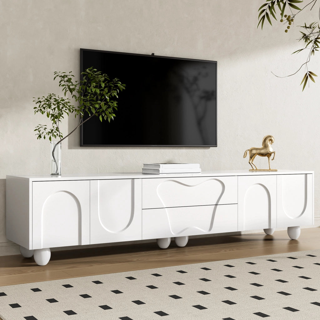 Cassettiera per TV bianca in truciolare lunghezza 180 cm