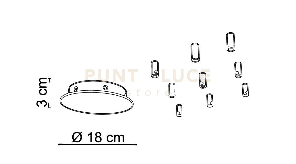 BASE-9R N Base a raggio d.18cm 9 luci nero opaco