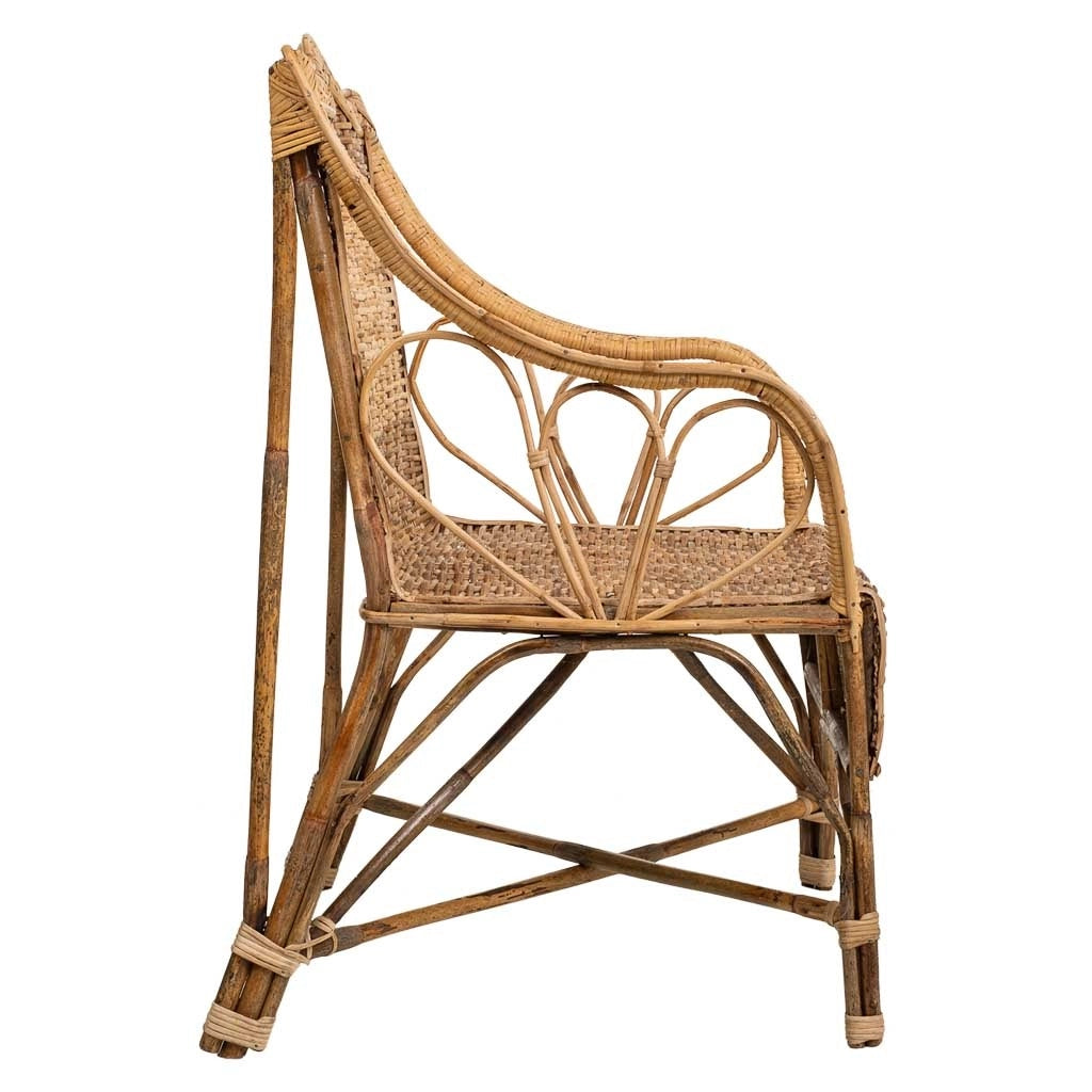 Poltrona in bambù e rattan marrone 64x48x99h