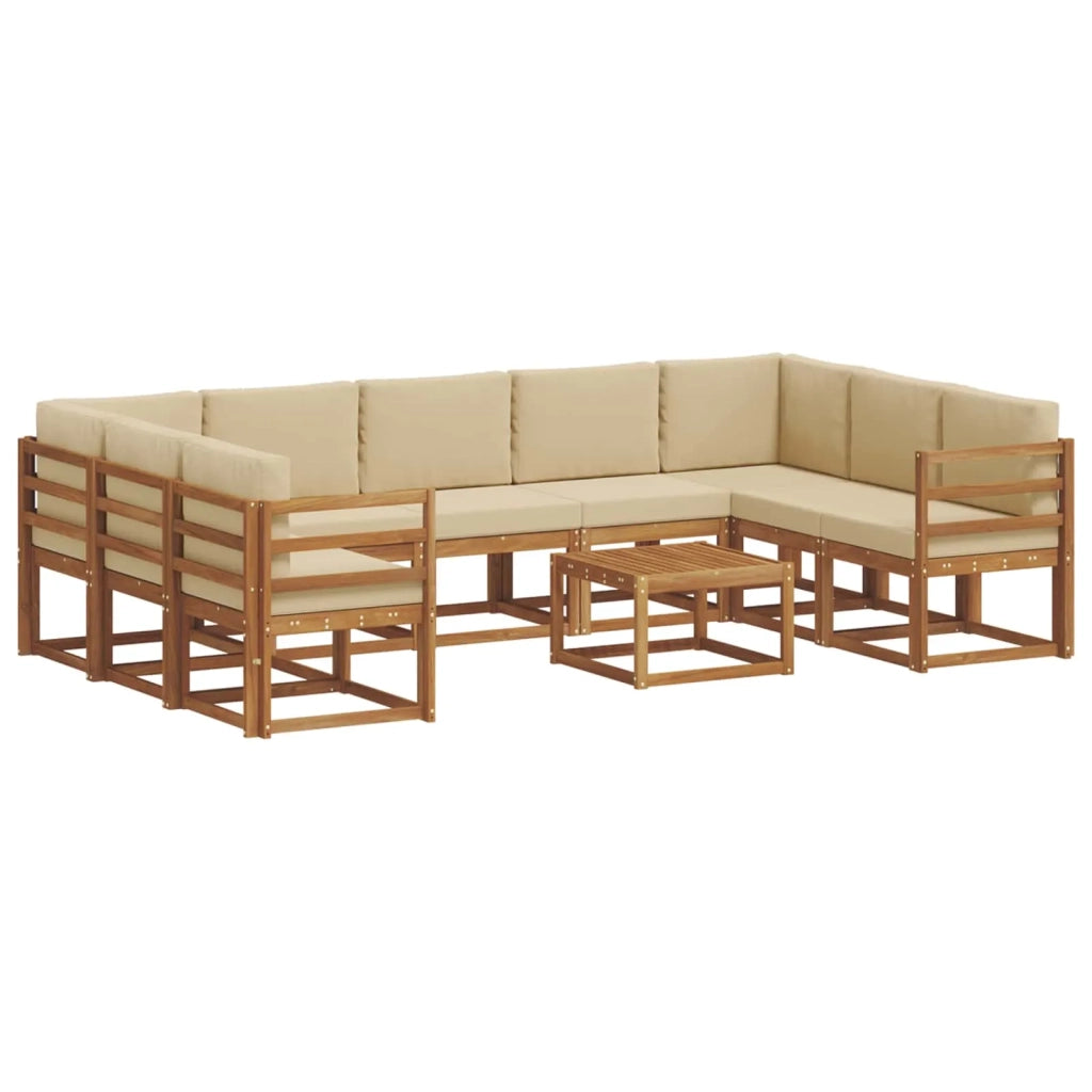 Set di divani da esterno con cuscino 10 pcs Naturale e Beige 3367006