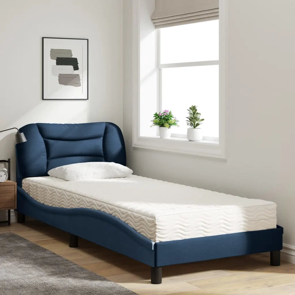 Letto con Materasso Hvar Blu 90x200 cm in Tessuto