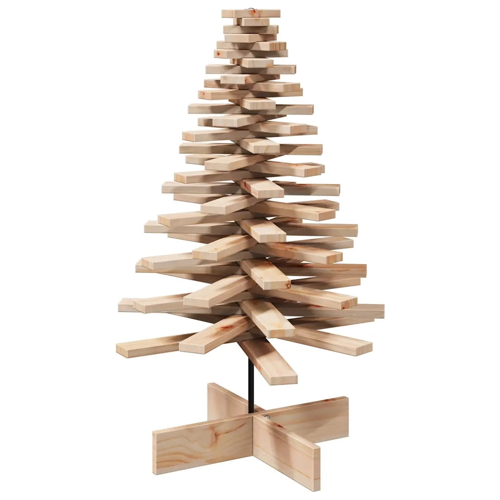 Albero di Natale Decorativo-Decorazioni natalizie in Legno 100 cm Legno Massello Pino