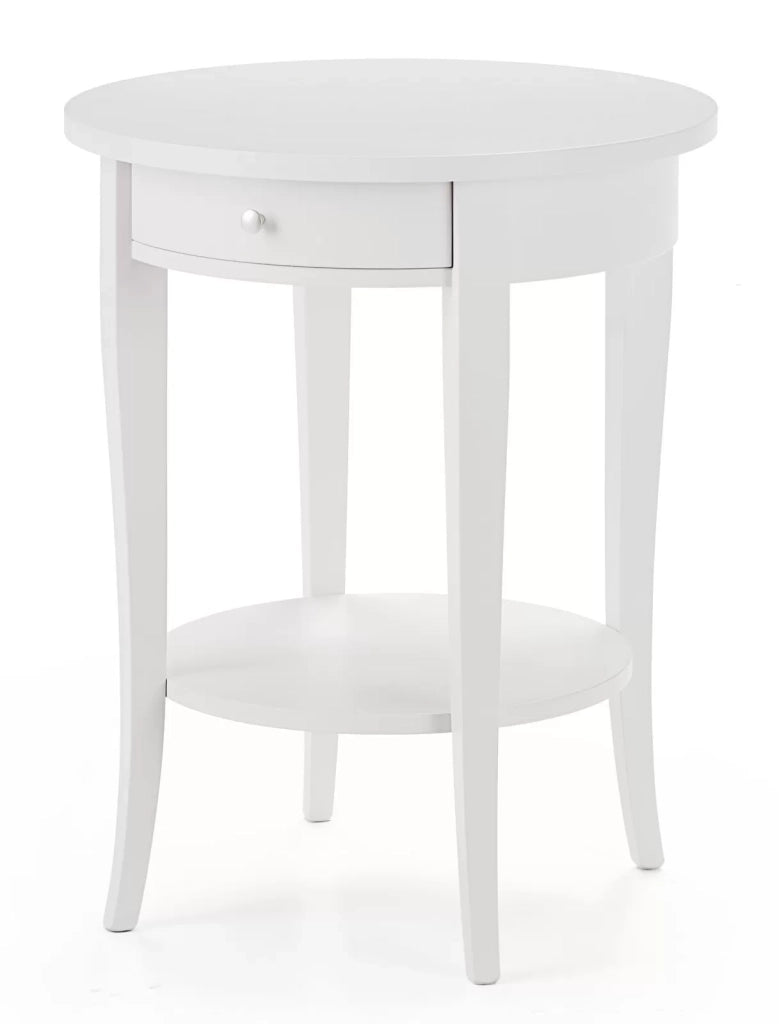 Tavolino rotondo classico legno bianco 50x50x62