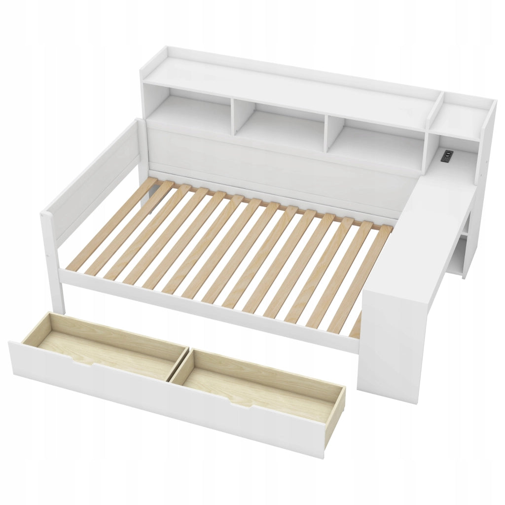 Sofa letto con scrivania e USB - Xylo - 90x200 - Bianco