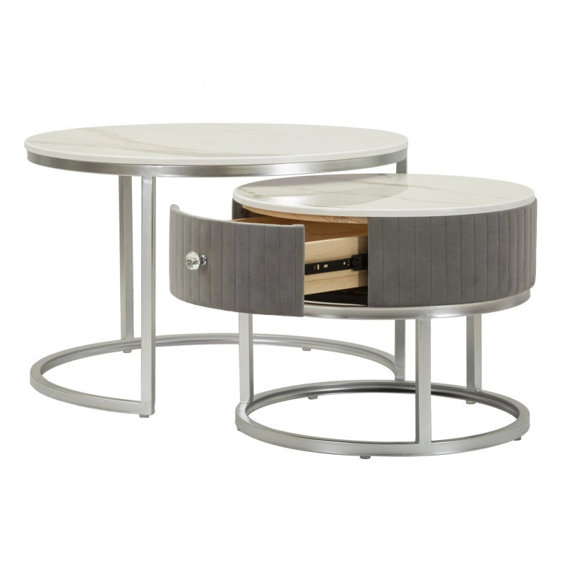 Tavoli Da Caffe' Greys Coppia cm ø 70x45-50x40