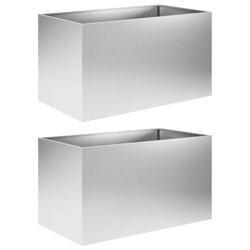 Vaso da giardino 2 pz Argento 100 x 50 x 50 cm Acciaio zincato 8005285
