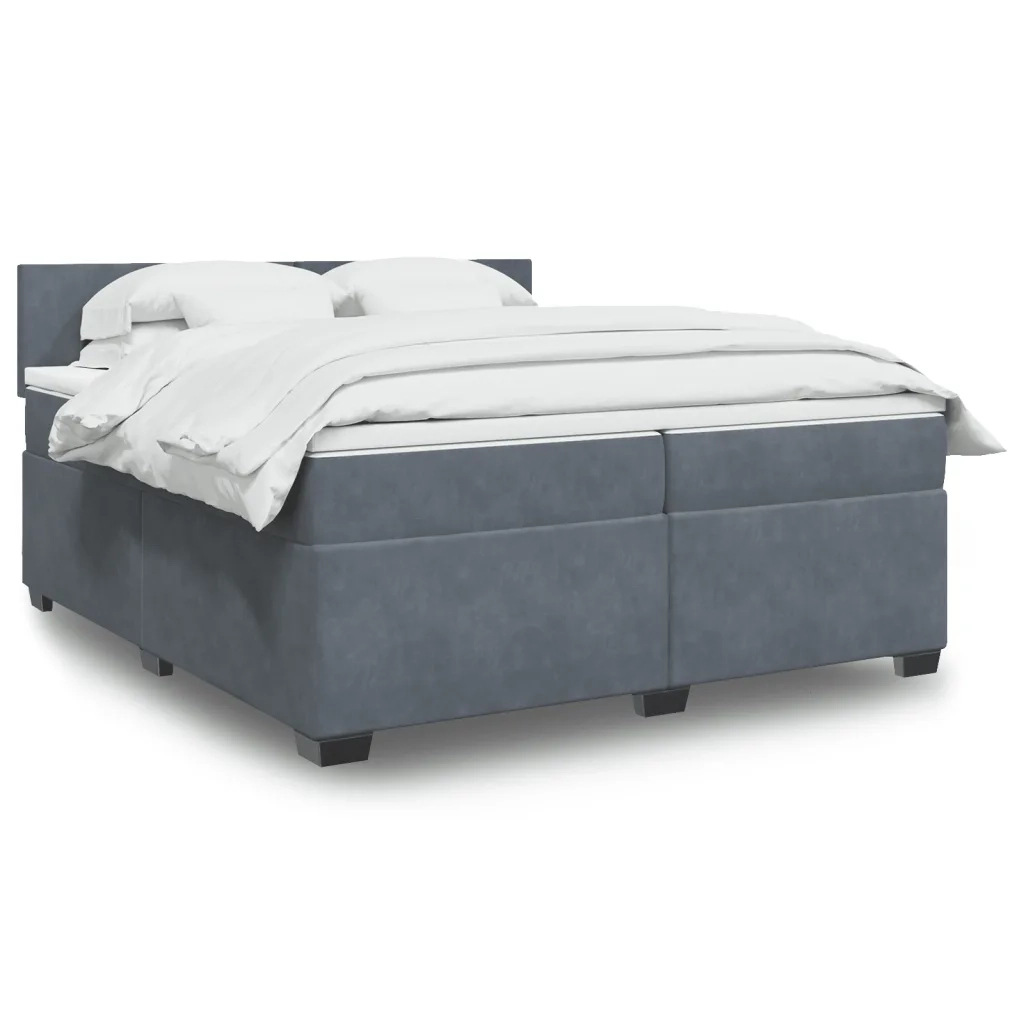 Giroletto a Molle con Materasso Grigio Scuro 200x200 cm Velluto 3286397